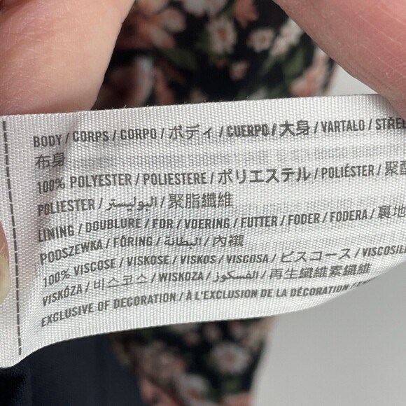 ABERCROMBIE & FITCH Black Floral Chiffon Halter Tie Mini Dress Womens Sz Small - Picture 8 of 8